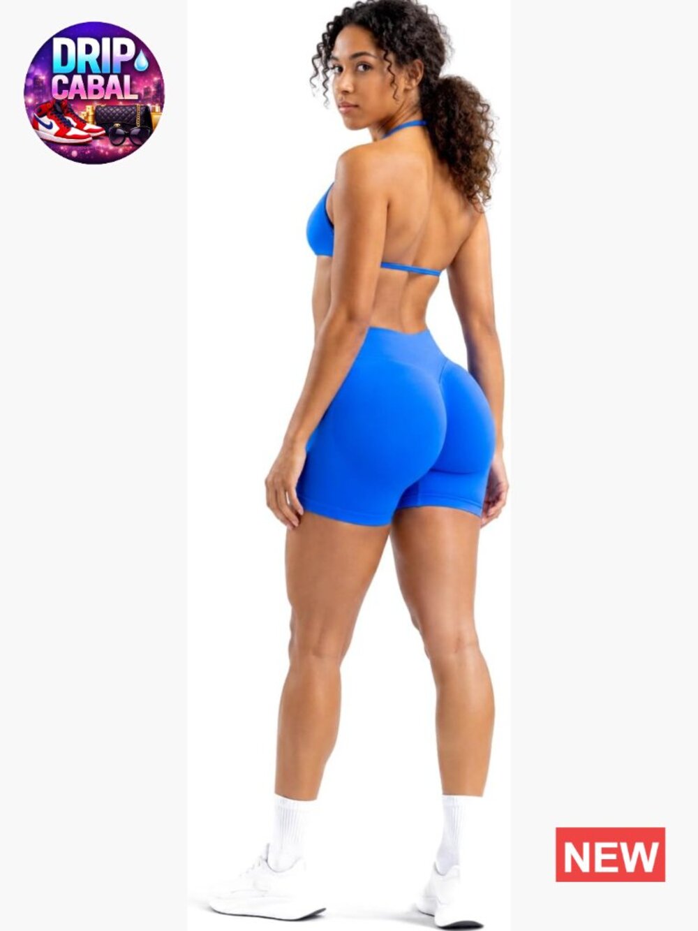 2 Piece Seamless Workout Set - Strappy Sports Bra & Compression Shorts
